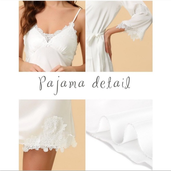 Medium White Pajama Slit and Robe - Picture 4 of 4